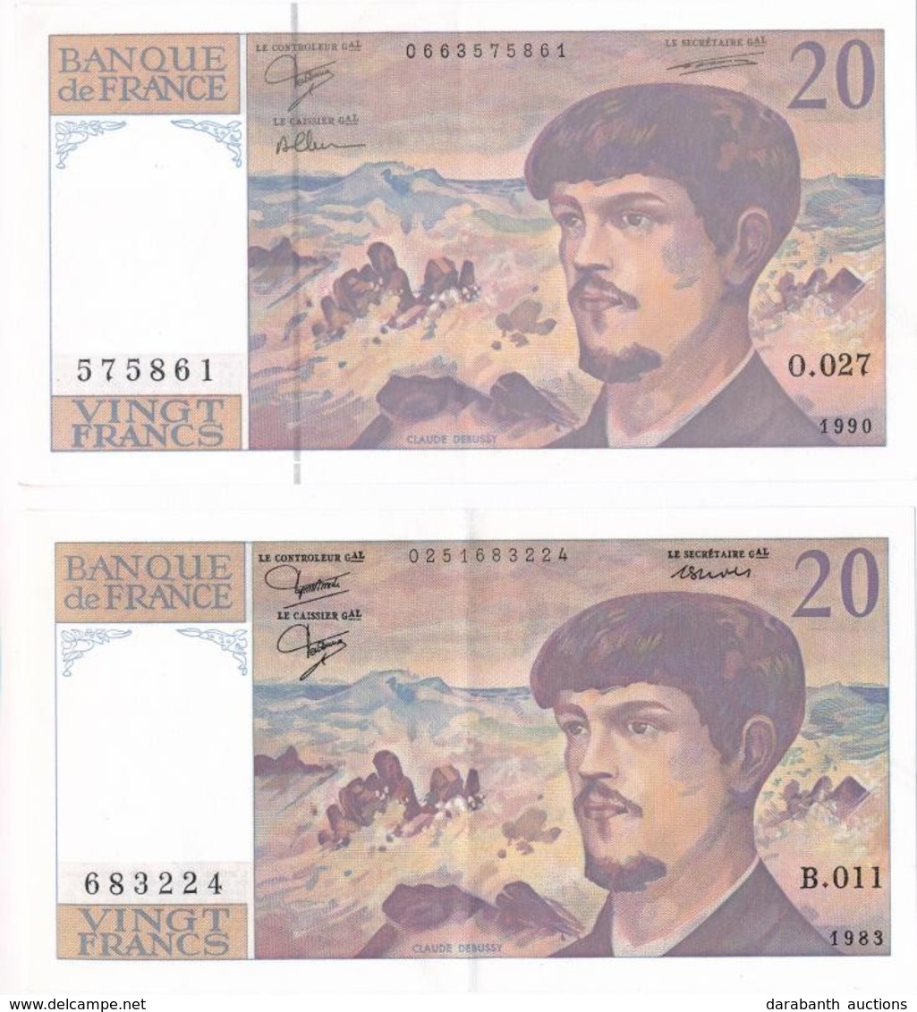 Franciaország 1983. 20Fr + 1990. 20Fr T:II,III
France 1983. 20 Francs + 1990. 20 Francs C:XF,F - Non Classés