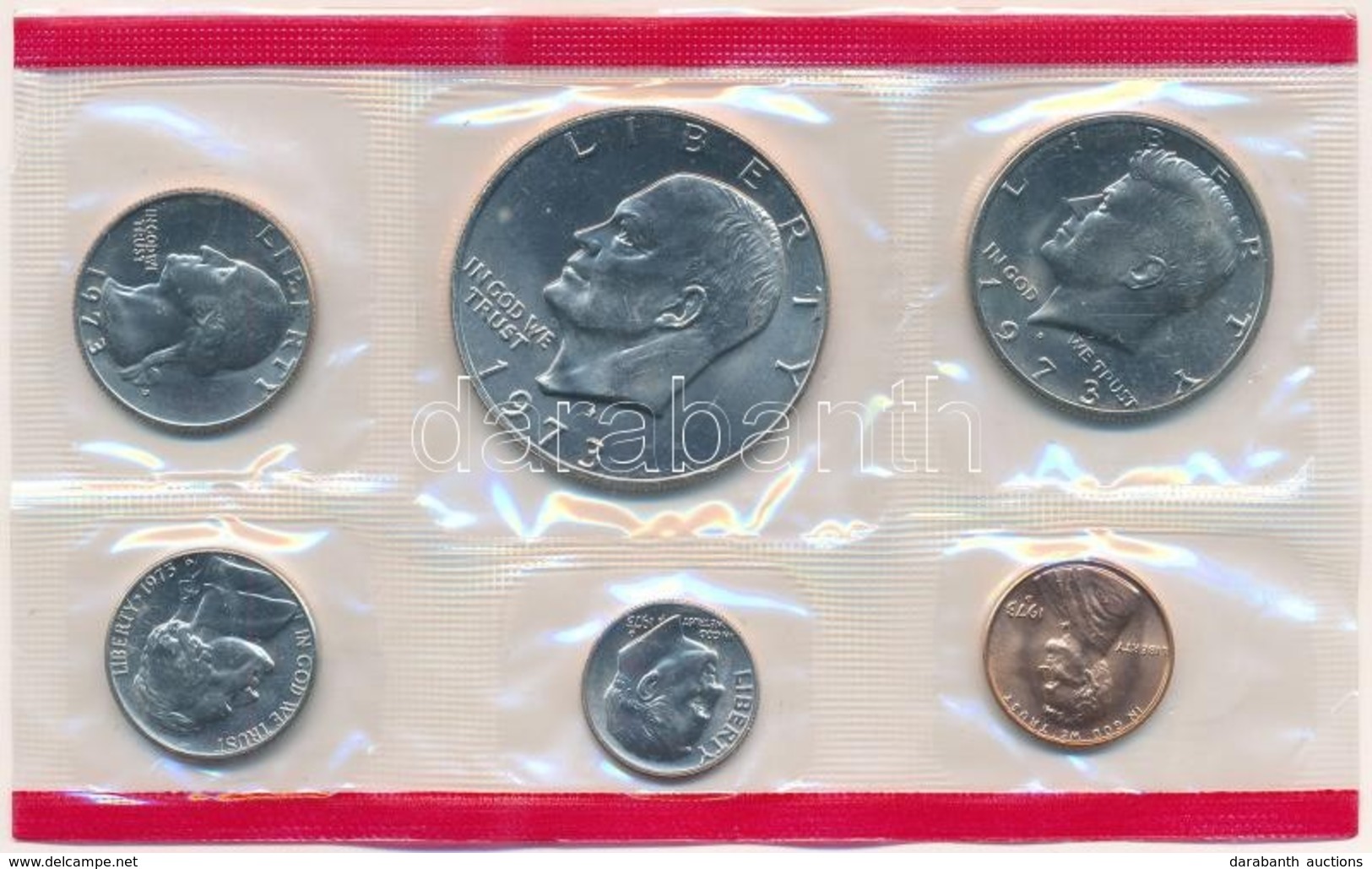 Amerikai Egyesült Államok 1973D 1c-1$ (6xklf) Forgalmi Sor Lezárt Fóliatokban T:1 USA 1973D 1 Cent - 1 Dollar (6xdiff) C - Non Classés