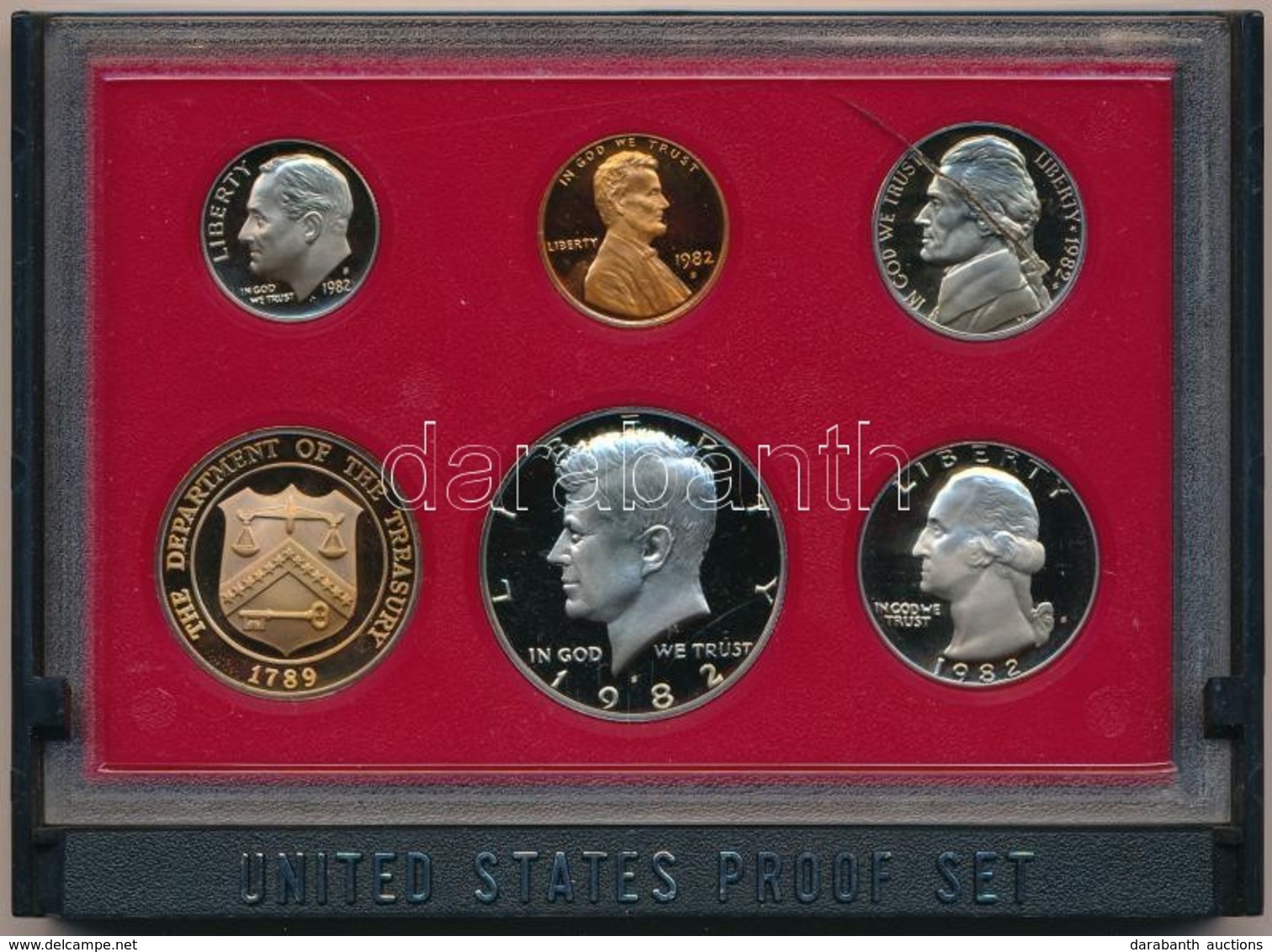 Amerikai Egyesült Államok 1982S. 1c-1$ 6xklf Eredeti Tokban T:PP
USA 1982S. 1 Cent -1 Dollar 'United States Proof Set' 6 - Non Classés