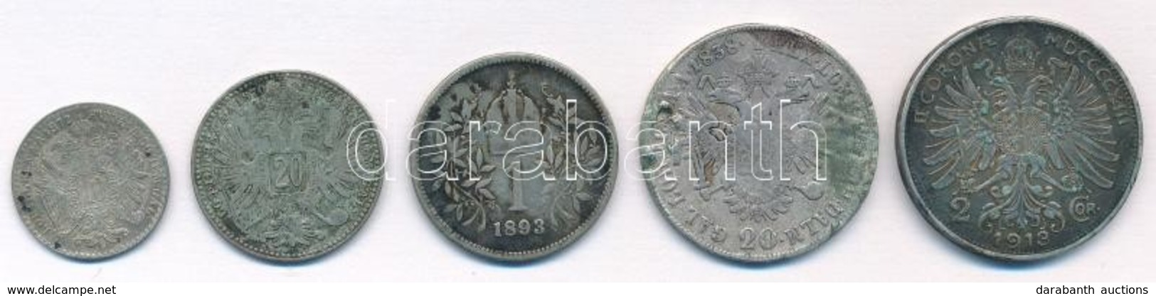 Ausztria 1838-1913. 10kr-2K Ag (5xklf) Sérült Osztrák Ezüstpénz Tétel T:2,2-,3 Patina
Austria 1838-1913. 10 Kreuzer - 2  - Ohne Zuordnung