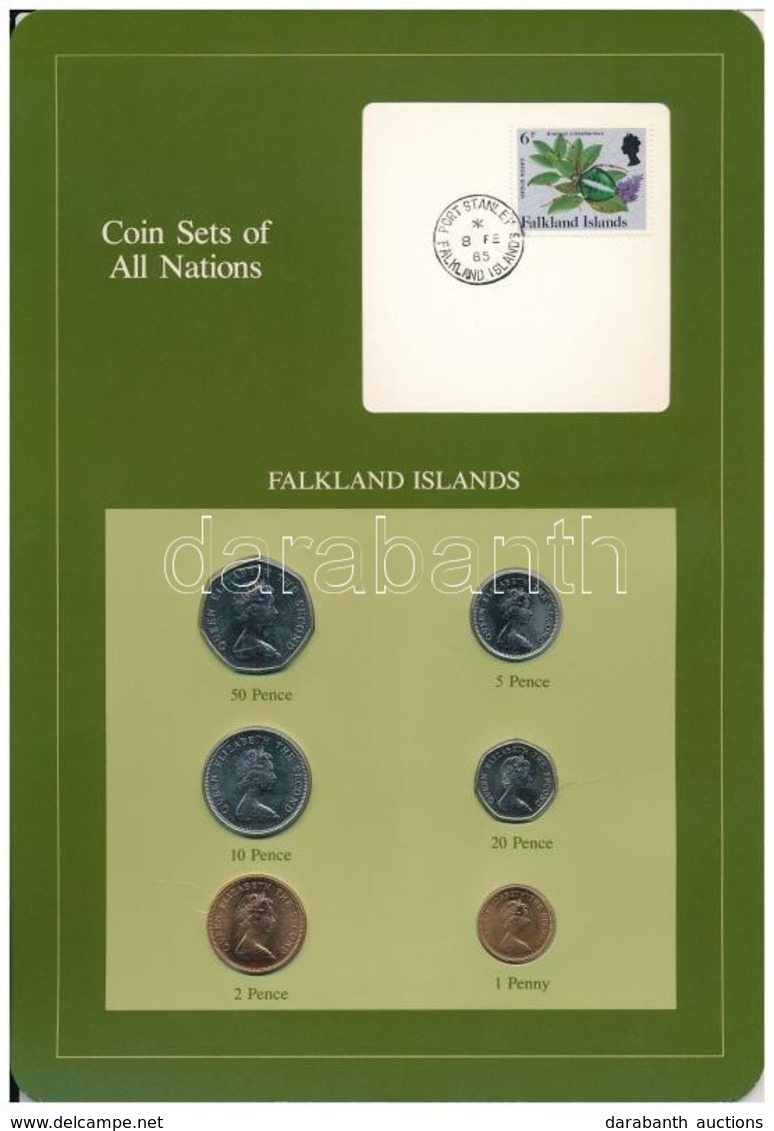 Falkland-szigetek 1985. 1P - 50P (6xklf), 'Coin Sets Of All Nations' Forgalmi Szett Felbélyegzett Kartonlapon T:2 Falkla - Unclassified