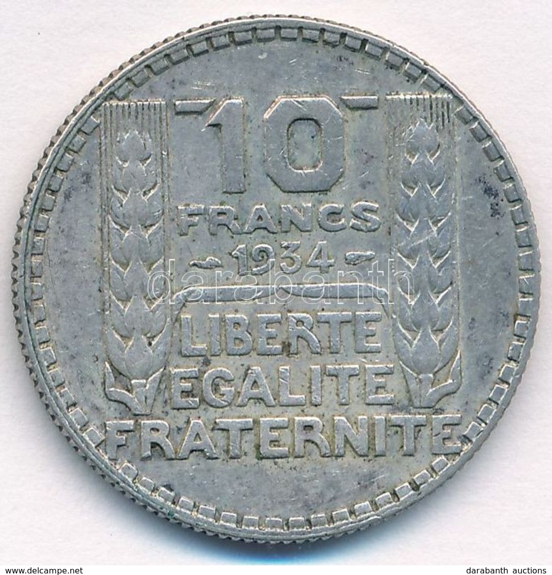 Franciaország 1934. 10Fr Ag T:2 Patina 
France 1934. 10 Francs Ag C:XF Patina 
Krause KM#878 - Non Classés