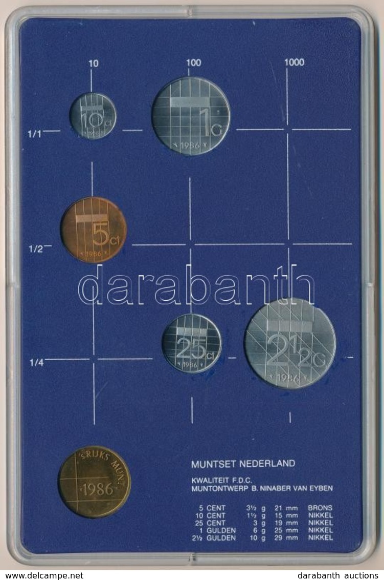 Hollandia 1986. 10c-2 1/2G (5xklf) + 'Utrechti Verde' Zseton Plasztiktokos Szettben T:1 Netherlands 1986. 10 Cent - 2 1/ - Ohne Zuordnung