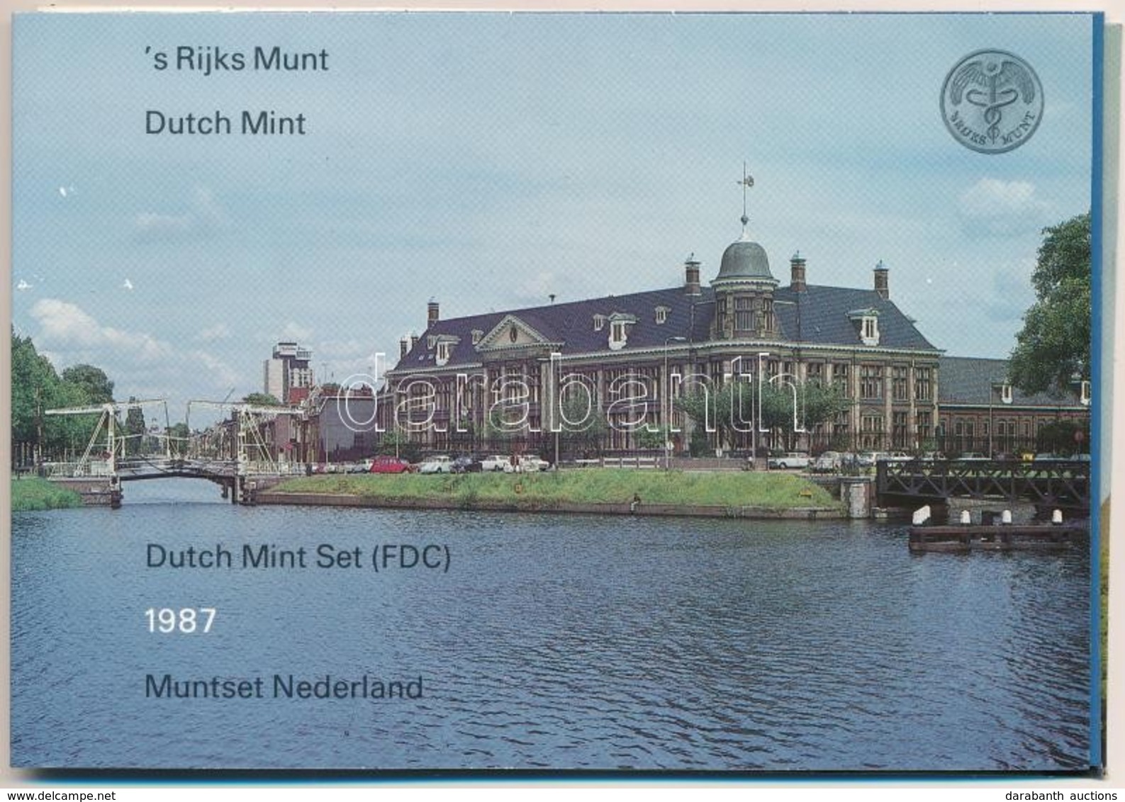 Hollandia 1987. 5c-2 1/2G (5xklf) + 'Utrecht' Emlékérem Forgalmi Sor Karton Dísztokban T:1 Netherlands 1987. 5 Cents - 2 - Zonder Classificatie