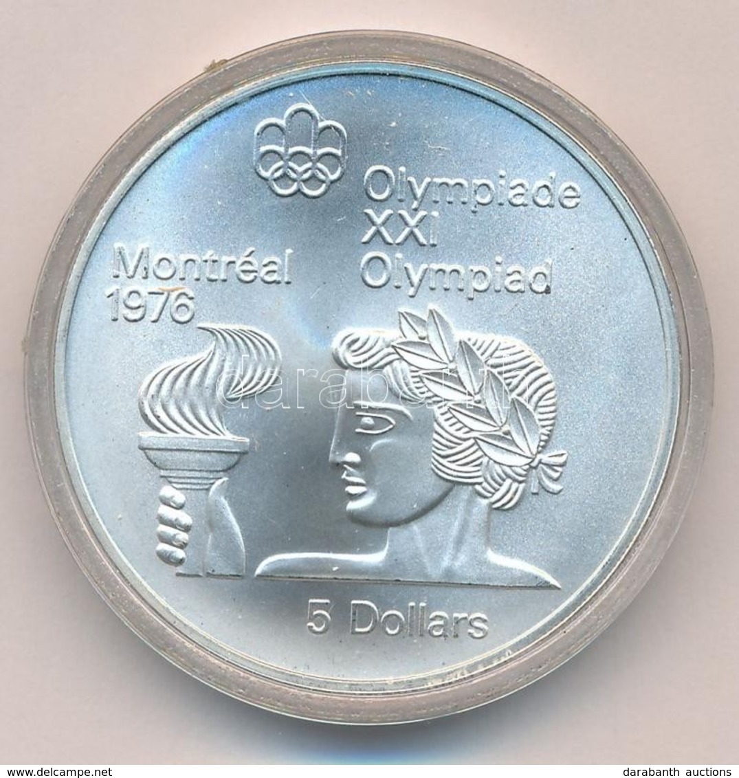 Kanada 1974. 5$ Ag 'Montreali Olimpia - Atléta Fáklyával' T:BU Canada 1974. 5 Dollars Ag 'Montreal Olympic Games - Athle - Ohne Zuordnung