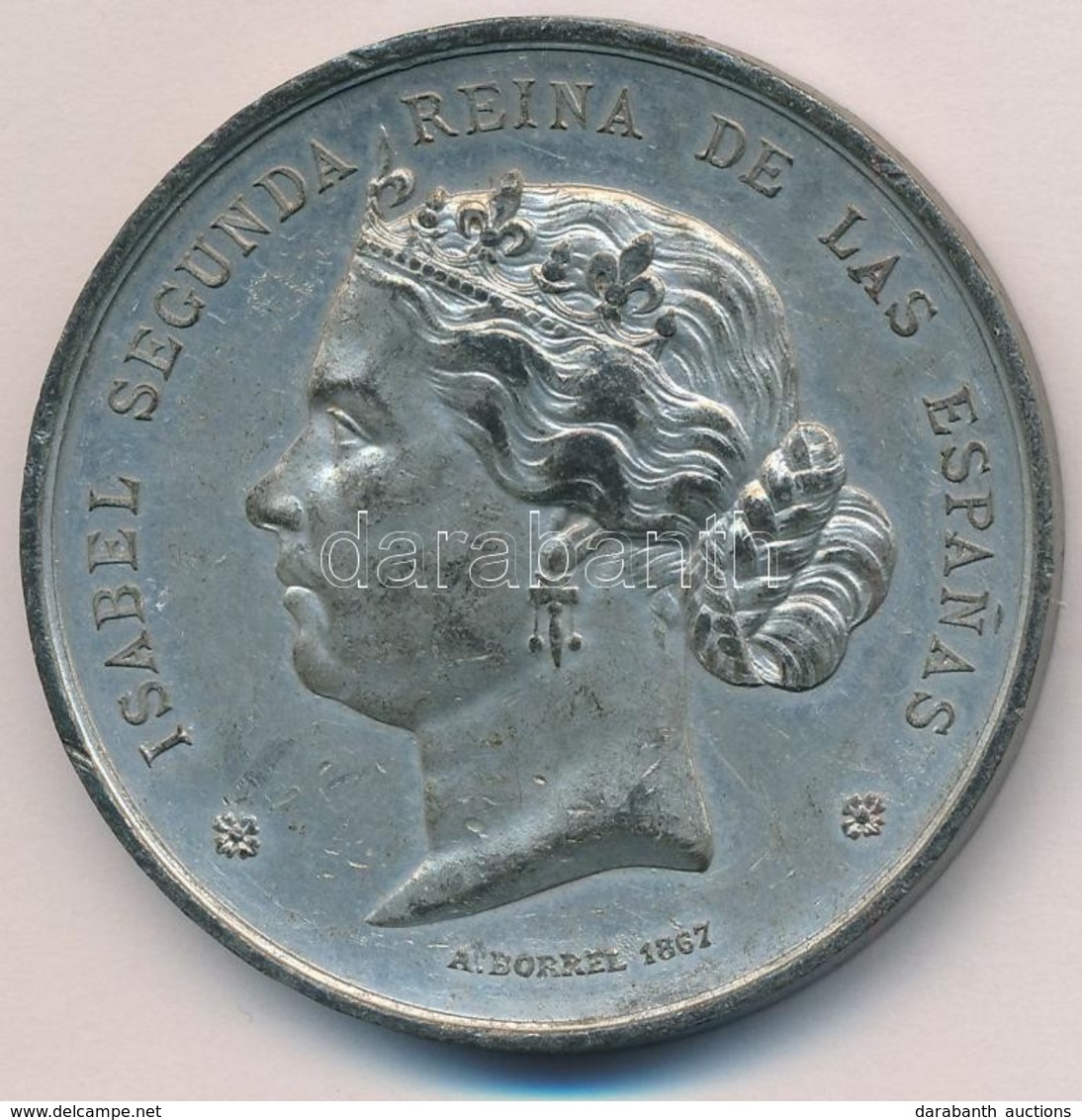 Franciaország 1867. 'ISABEL SEGUNDA REINA DE LAS ESPANAS / EXPOSICION UNIVERSAL PARIS 1867 / MEDALLA ACUNADA EN EL PALAC - Unclassified