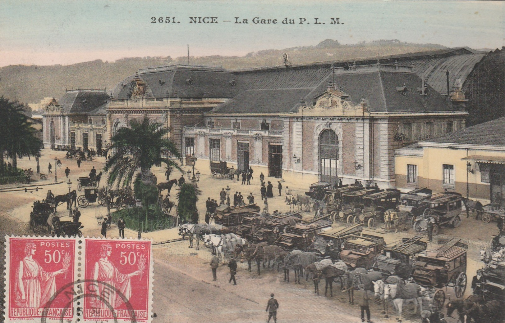 Nice Gare Du PLM + Billet De Train Collé Verso Nice 1 Vers  Le Var ,3e Classe En 1915 ? - Transport Ferroviaire - Gare