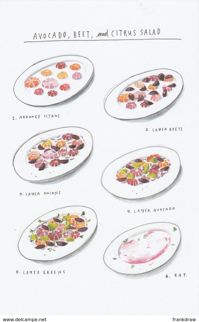 Postcard - Art - Wendy MacNaughton - Avocado, Beet And Citrus Salad - New - Unclassified