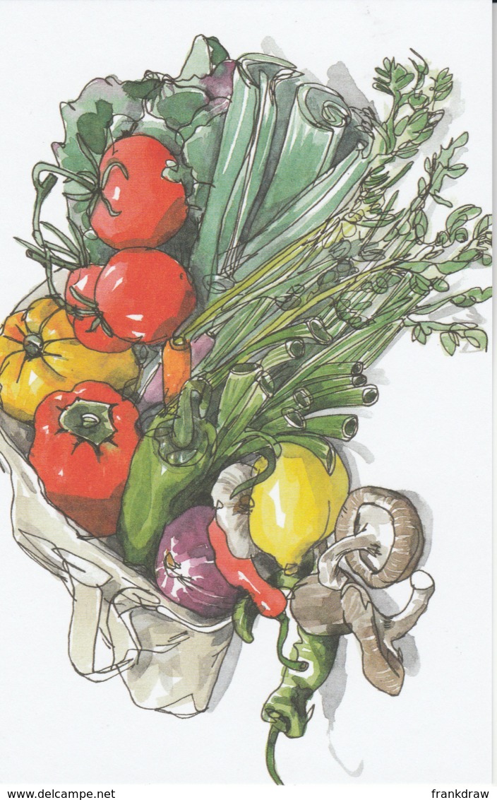 Postcard - Art - Wendy MacNaughton - Peppers Leeks And Mushrooms - New - Unclassified