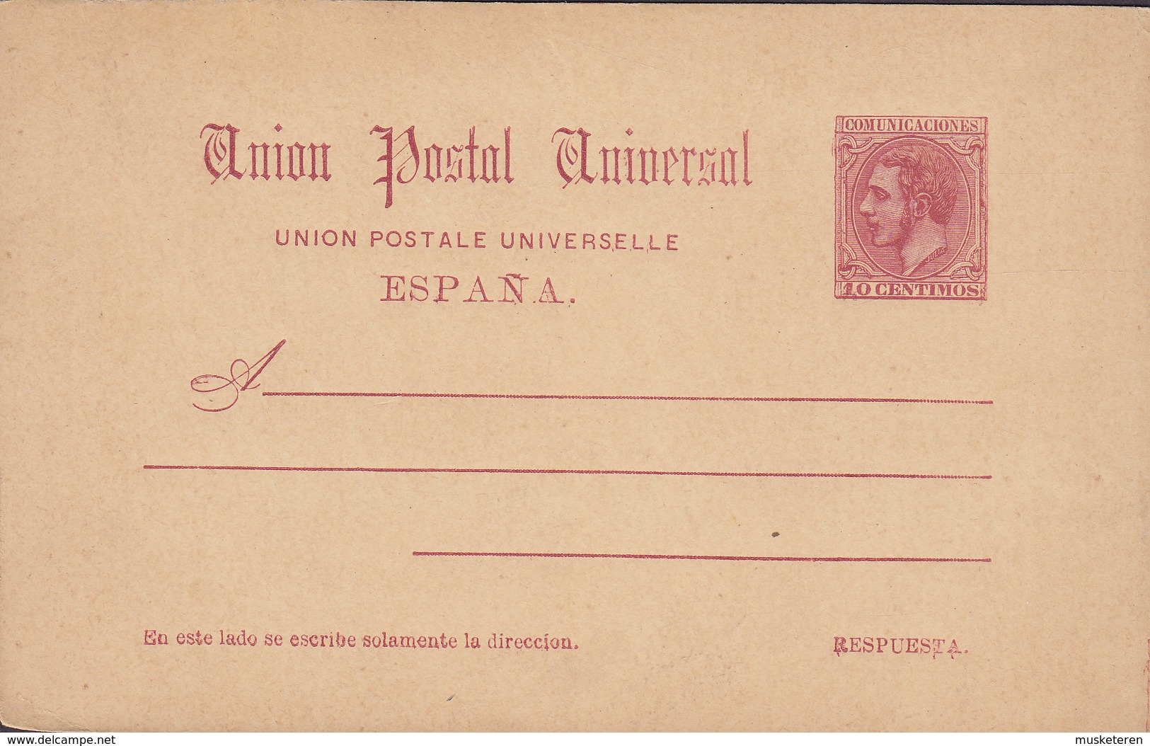 Spain UPU Postal Stationery Ganzsache Enteri 1884 Alfons XII. Antwort Teil Respuesta Unused (2 Scans) - 1850-1931