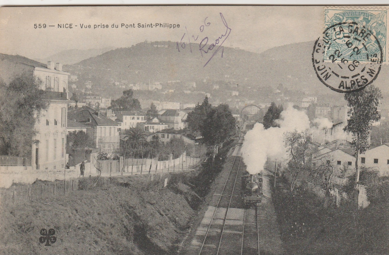 Nice Gare   + Billet De Train Collé Verso Nice 6 Vers  Villefranche  ,3e Classe ( 1906 ? ) - Transport Ferroviaire - Gare