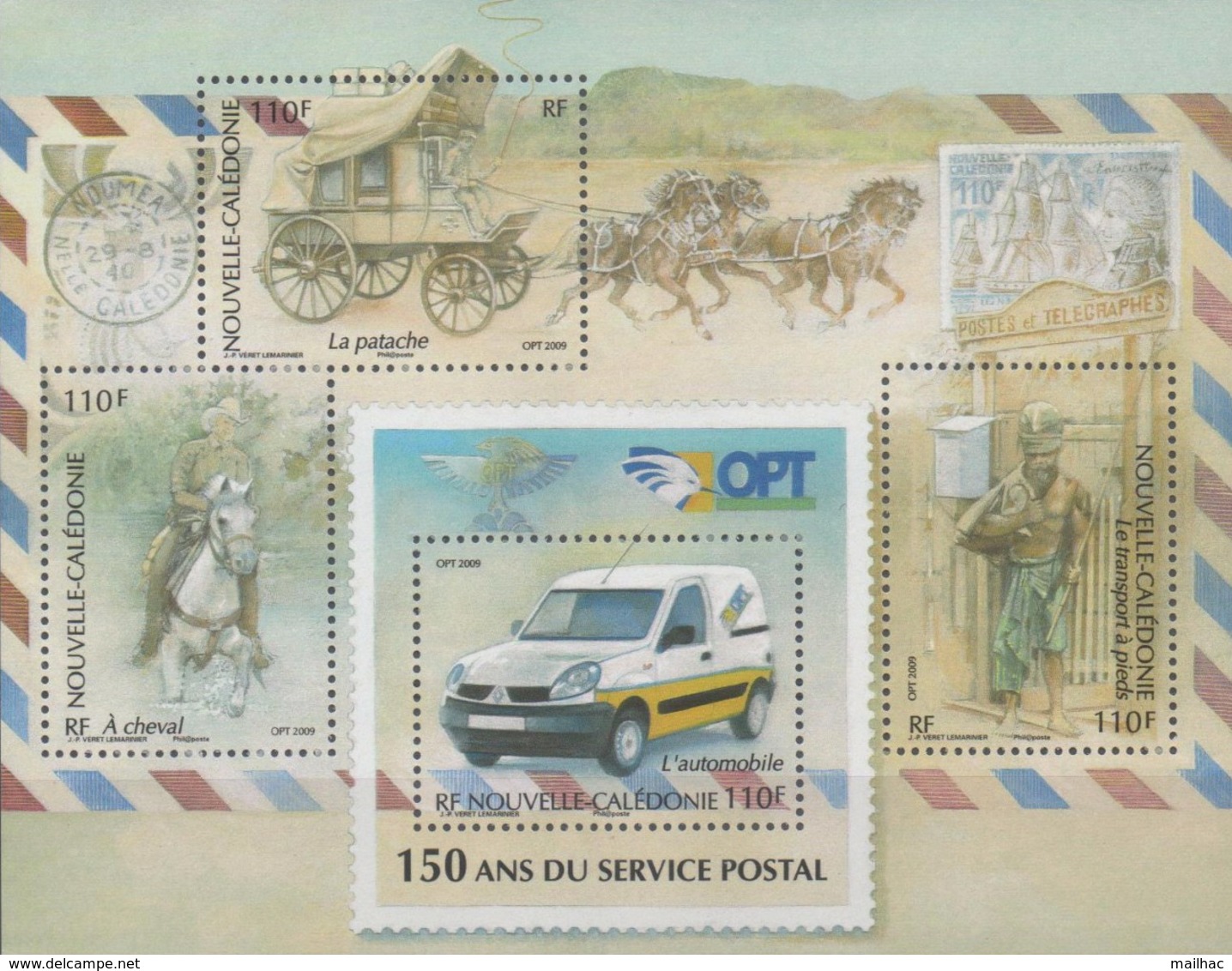 Nelle Calédonie - 2009 - 150 Ans Du Service Postal - Bloc Neuf - Blocks & Sheetlets