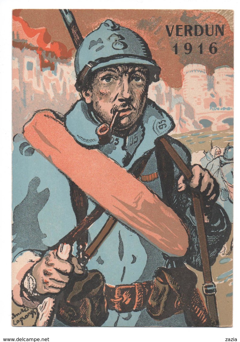 THM. 026/ Carte Grand Format Illustrée Par André Lagrange - Le Soldat De Verdun 1916 - Andere & Zonder Classificatie