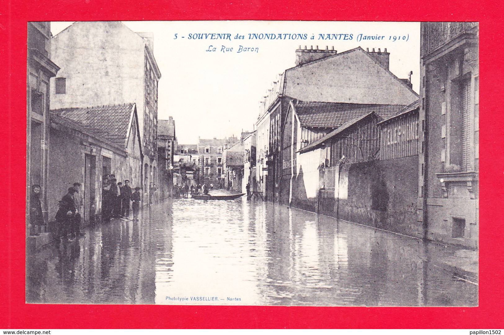 F-44-Nantes-201Ph86 Souvenir Des Inondations, Janvier 1910, La Rue Baron, Cpa BE - Nantes