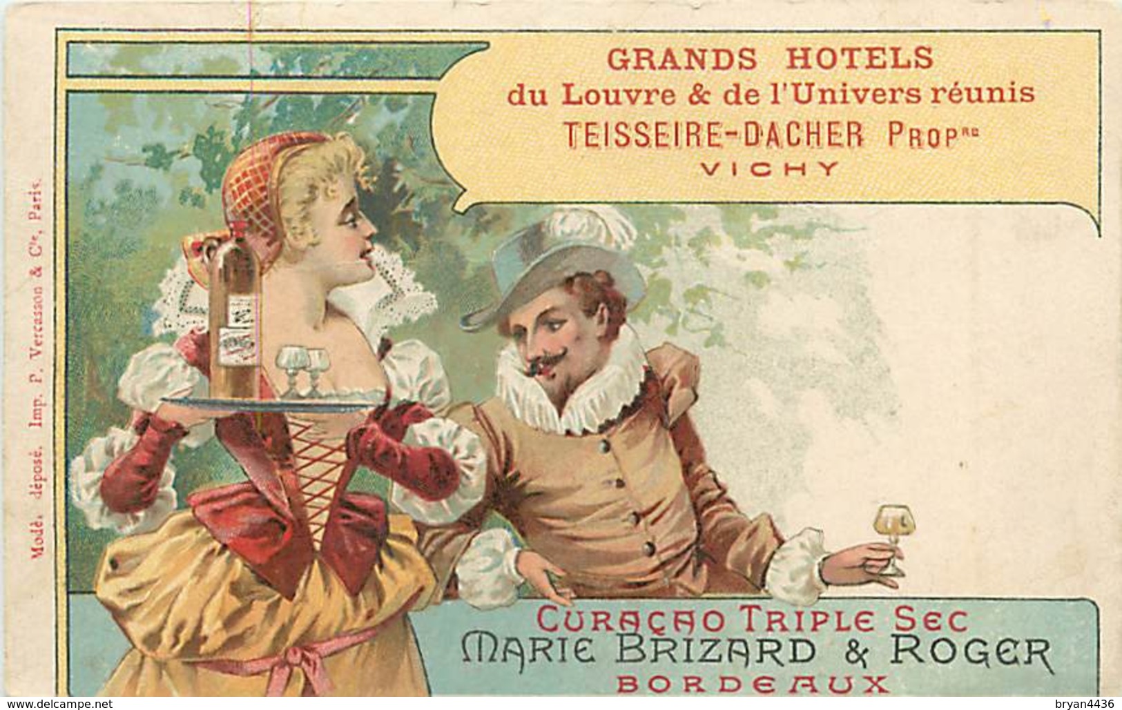 VICHY - GRANDS HÔTELS Du LOUVRE & De L' UNIVERS Réunis "TEISSEIRE-DACHER" Propriétaires à VICHY - CPA PUB MARIE BRIZARD - Vichy