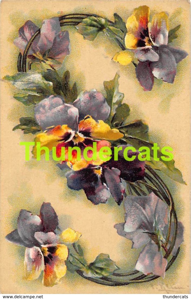 CPA ILLUSTRATEUR CATHARINA KLEIN ARTIST SIGNED CATHERINE KLEIN "  S  "  FLEUR FLOWERS LETTRE ALPHABET LETTER - Klein, Catharina