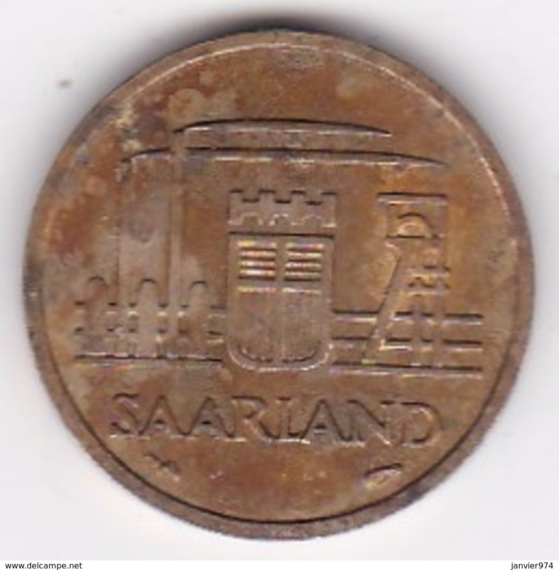 Sarre, Protectorat Français , 10 Franken 1954, Bronze-aluminium, KM# 1 - 10 Francos