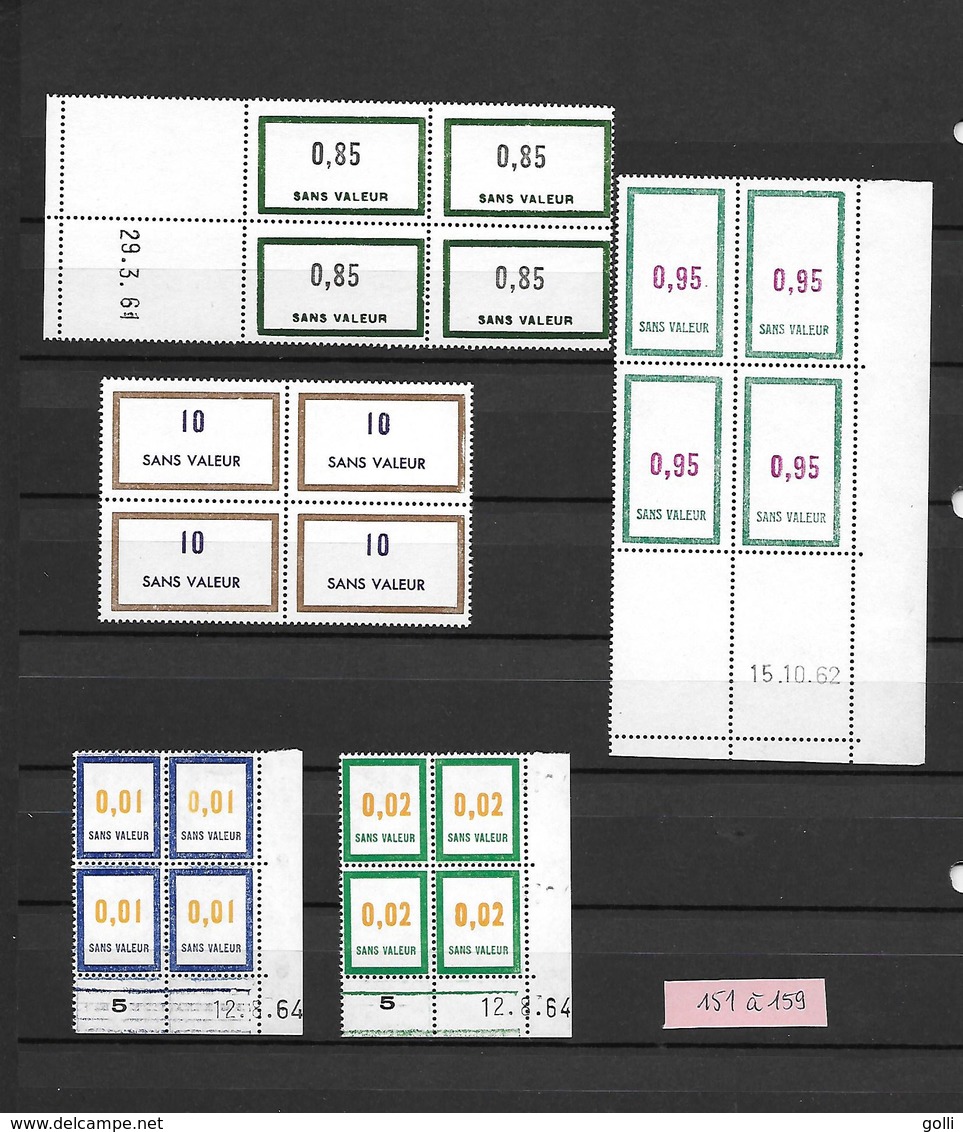 Timbres Fictifs - Coins Datés N° 151 à 159 - Ficticios