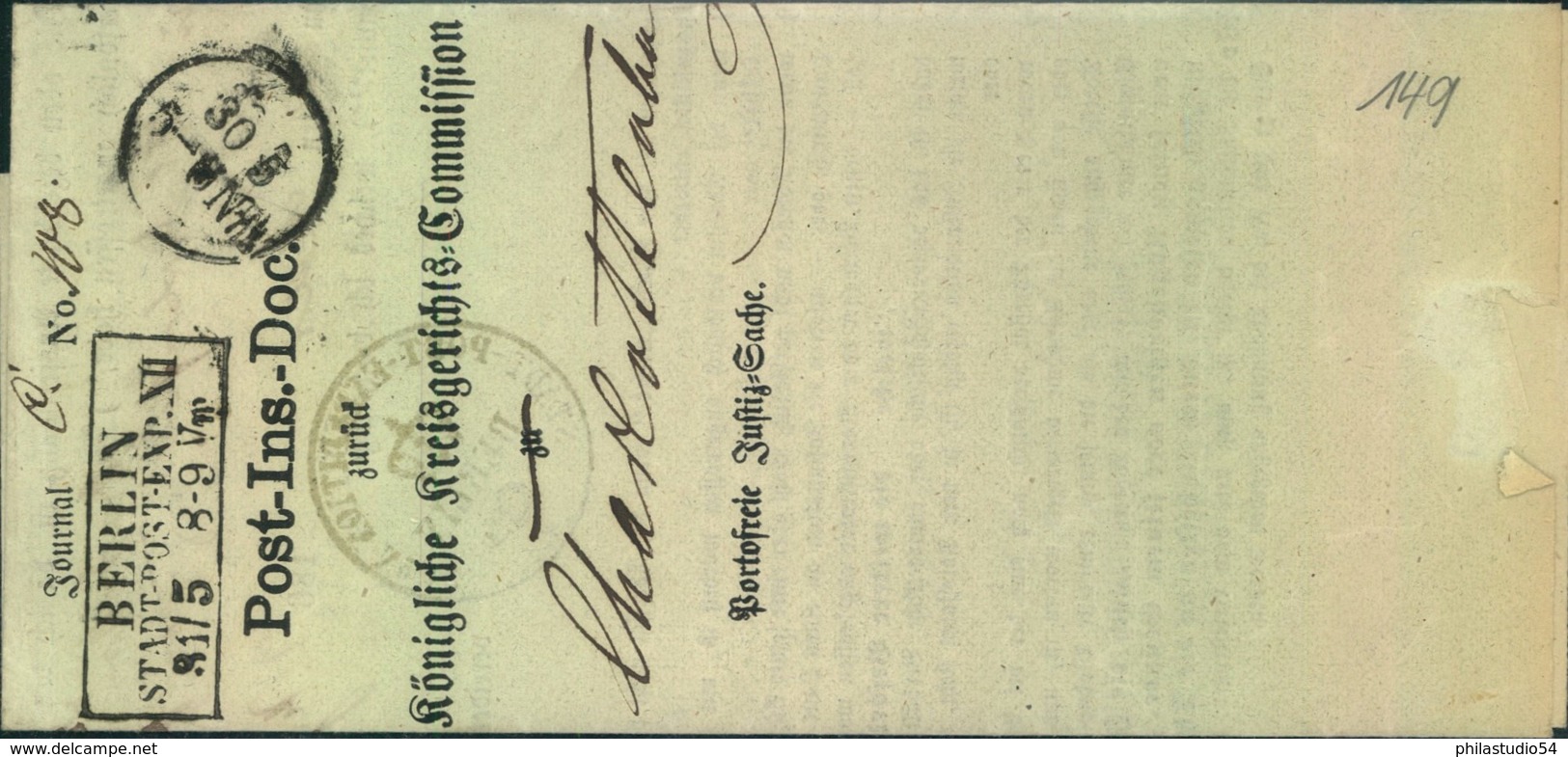1862, BERLIN STADT-POST- EXP. XII" Ra3 Auf Post-Ins.-Doc. - KBHW 149 (180 P.) - Brieven En Documenten