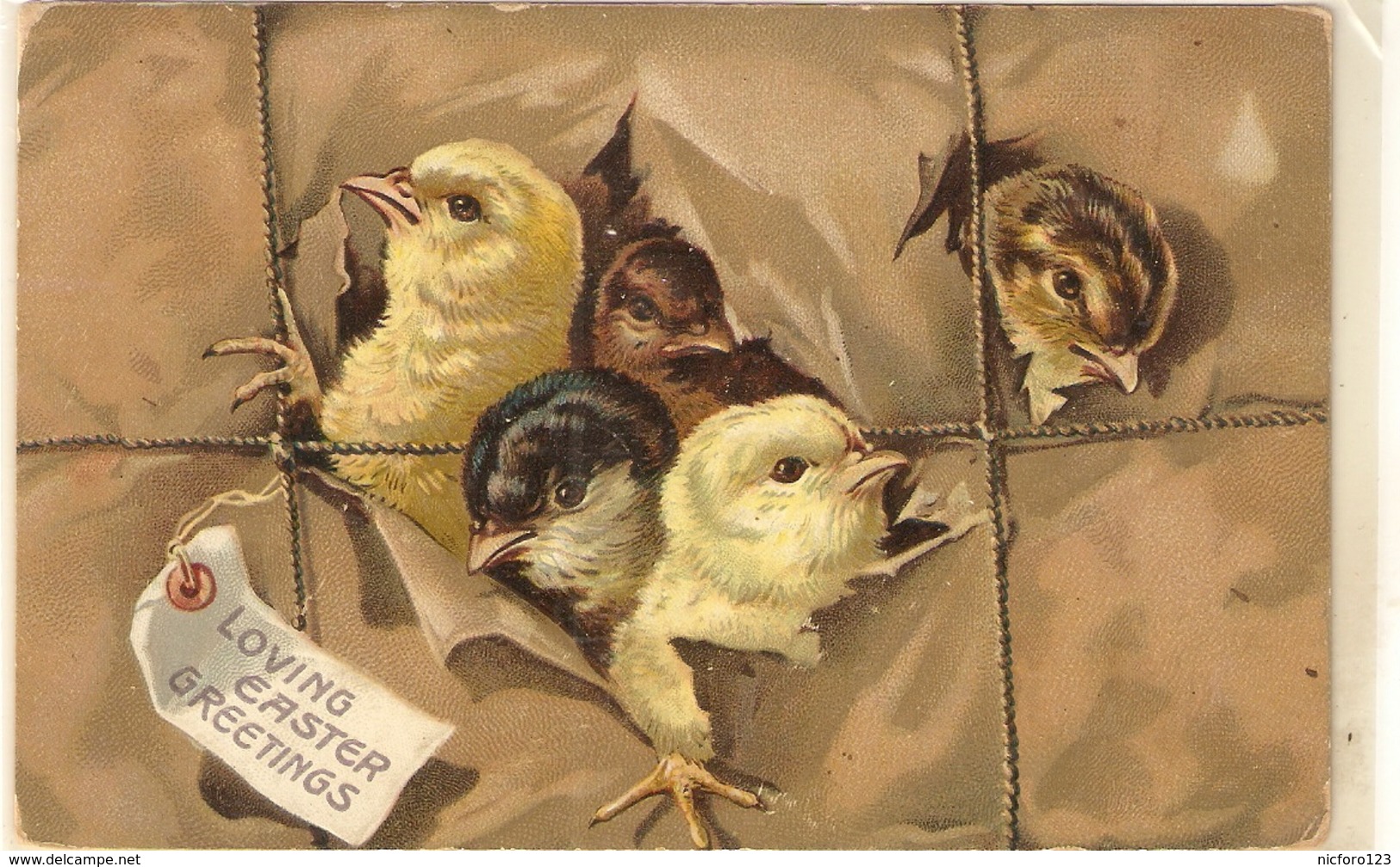 "Chicks In Parcel" Tuck Easter Gretings Series PC # 1047 - Tuck, Raphael