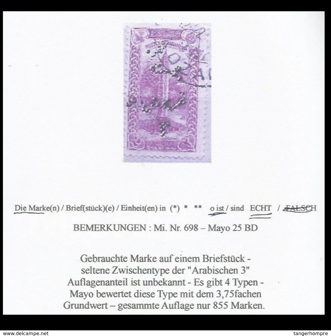 EARLY OTTOMAN SPECIALIZED FOR SPECIALIST, SEE...Mi. Nr. 698 - Mayo 25 BD In Gebraucht - Unused Stamps