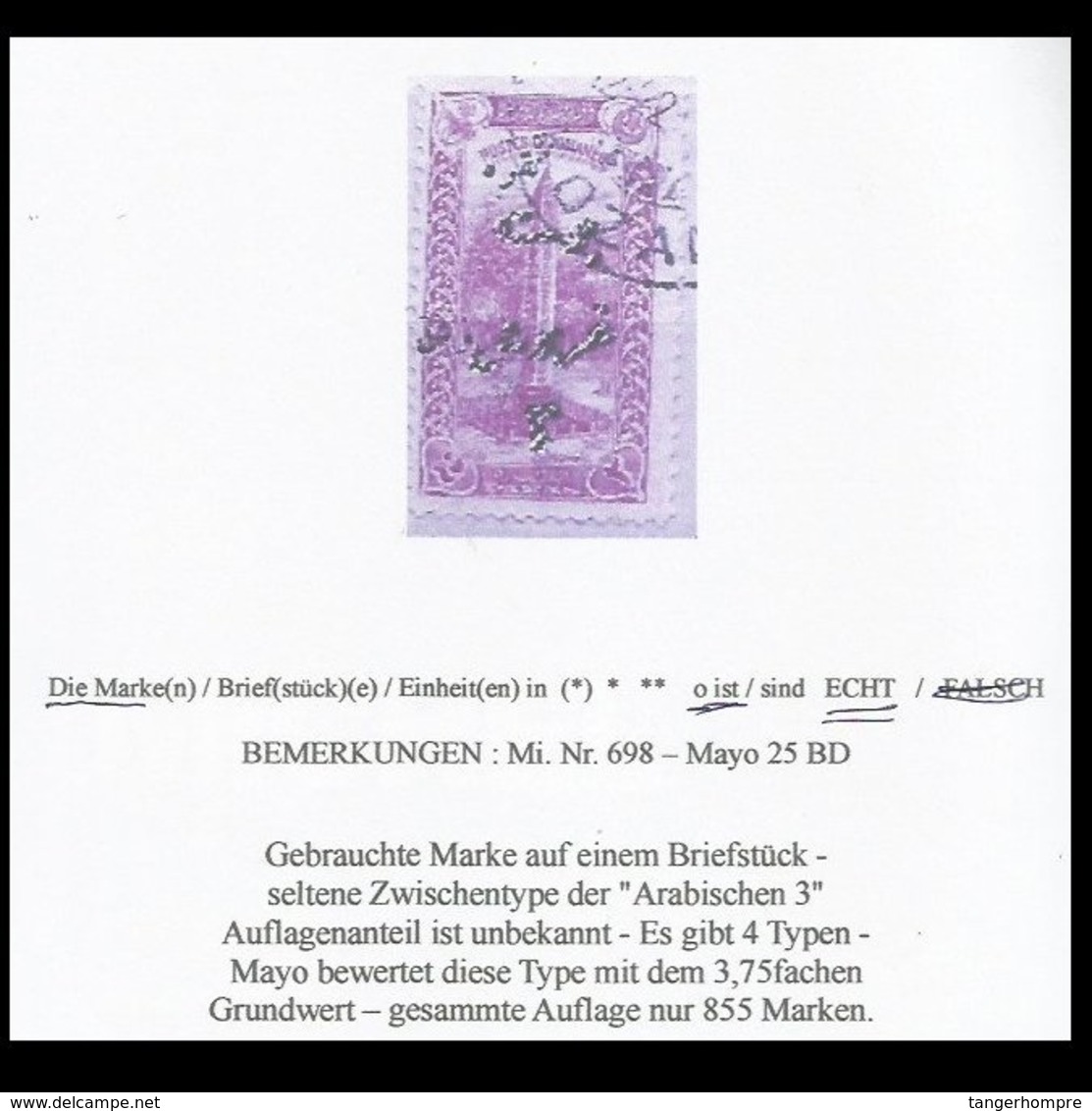 EARLY OTTOMAN SPECIALIZED FOR SPECIALIST, SEE...Mi. Nr. 698 - Mayo 25 BD In Gebraucht - Ungebraucht