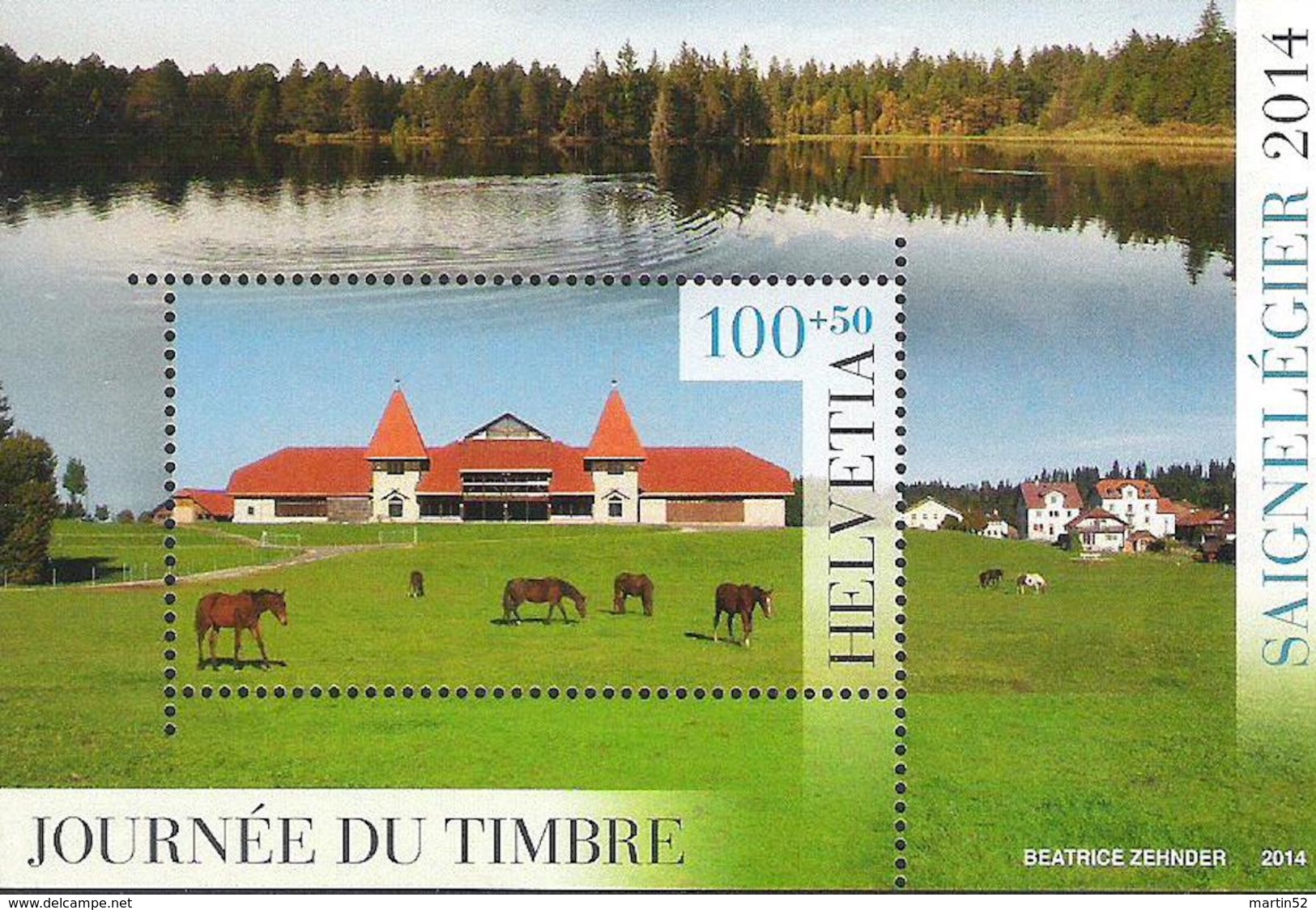 SCHWEIZ SUISSE 2014: JOURNÉE DU TIMBRE SAIGNELÉGIER Zu W103 Mi Block 58 ** MNH à Prix Postal - Zum Postpreis - Tag Der Briefmarke