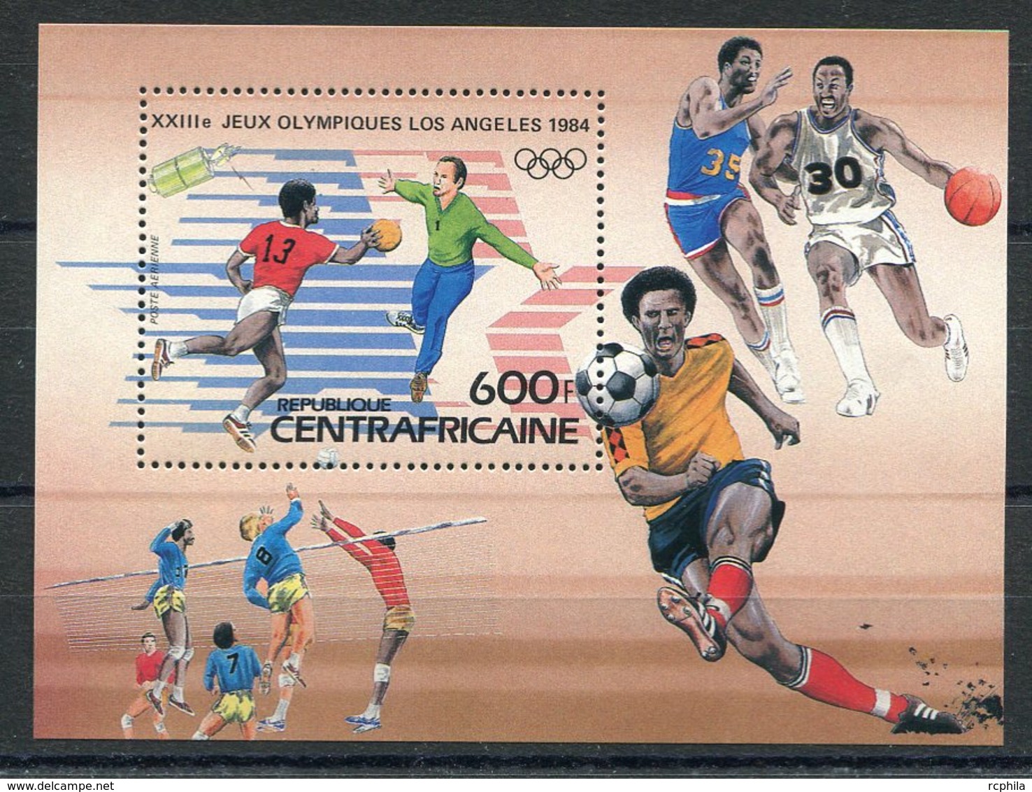RC 14959 REP CENTRAFRICAINE JEUX OLYMPIQUES DE LOS ANGELES BLOC FEUILLET NEUF ** MNH TB - Central African Republic