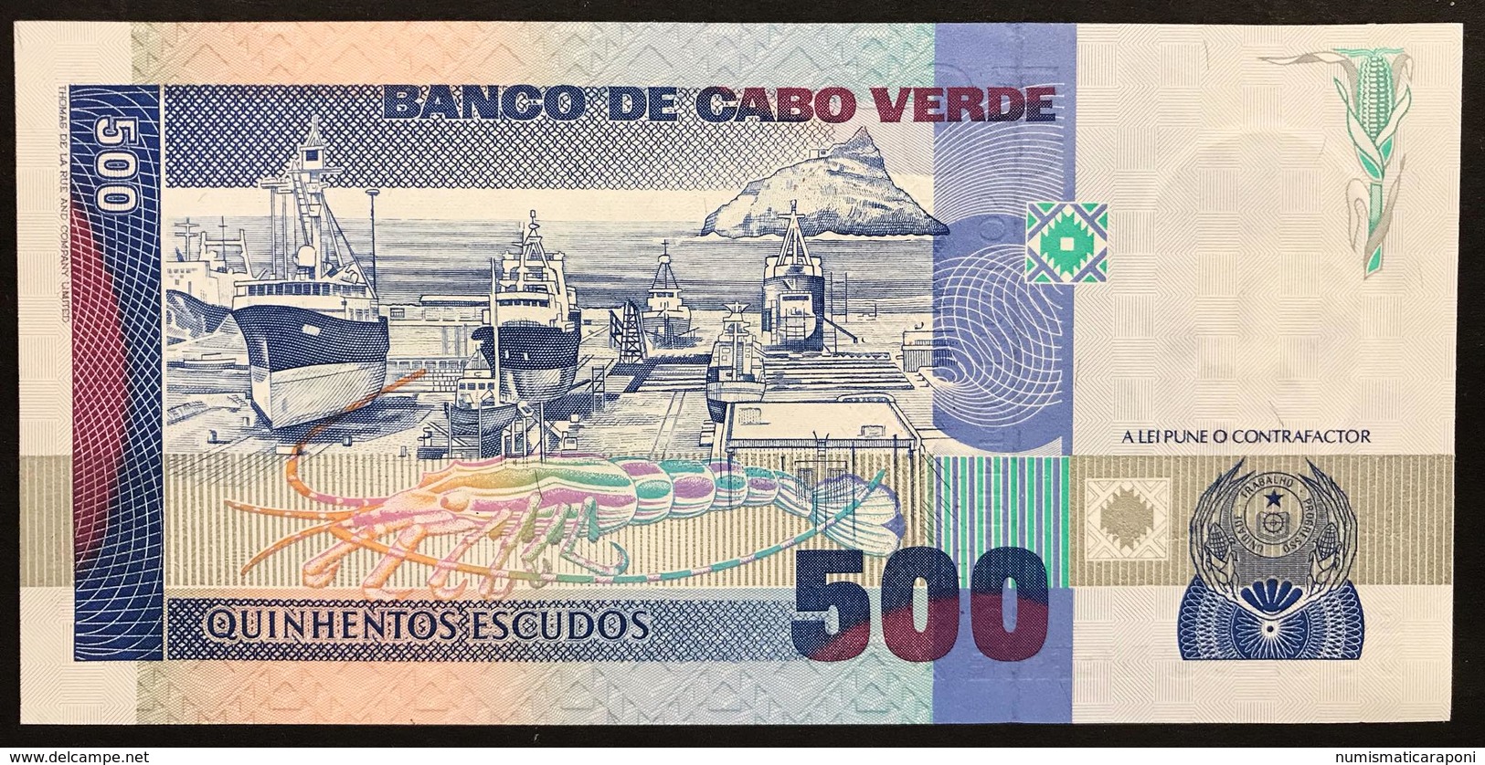 Capo Verde Cabo VERDE 500 ESCUDOS 1989. About UNC. Pick#59a Lotto.3083 - Capo Verde