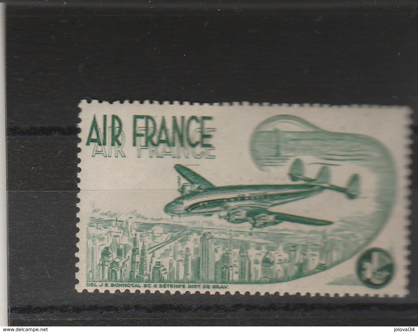 Vignette AIR FRANCE Avion Quadrimoteur Survolant New York - Neuf Sans Charnière - Aviation