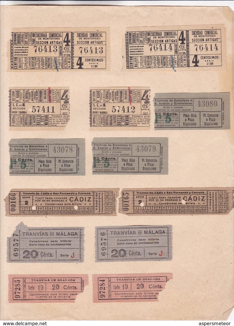 LOTE DE 119 BOLETOS DE TRANVIA, AUTOBUSES, OBNIBUS Y FERROCARRIL, 23 ENTRADA A EVENTOS. ESPAÑA CIRCA 1930's. - LILHU