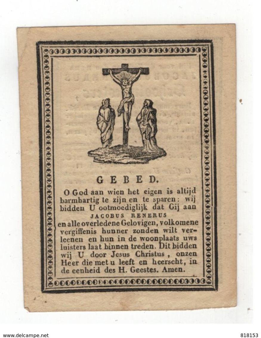 Beek (Nl)  Doodsprentje JACOBUS RENERUS Schoolmeesters; Burgemeester Der Gemeente Beeck 1832 - Godsdienst & Esoterisme