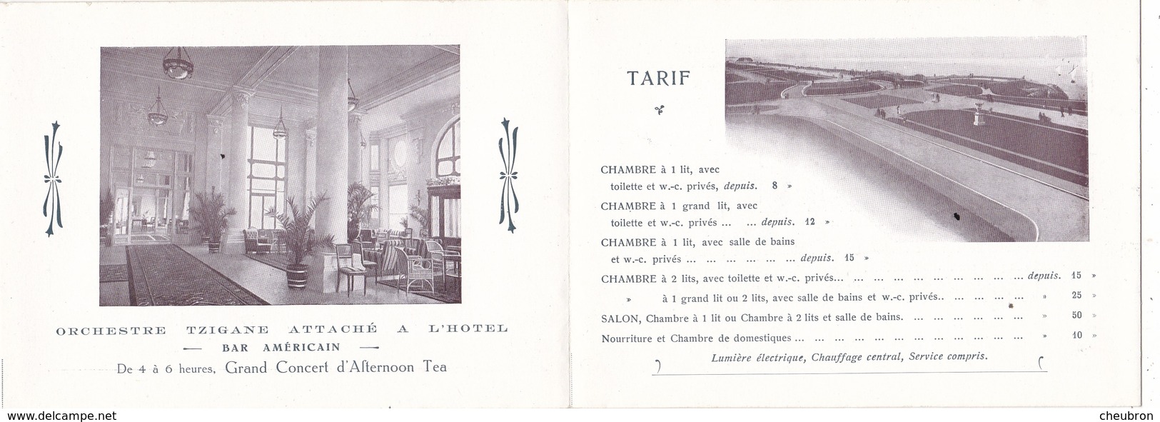 76. LE TREPORT..LES TERRASSES  RARETÉ. DÉPLIANT PUBLICITAIRE DU " TRIANON HOTEL " POUR SA RÉOUVERTURE LE 30 MAI 1914 - Publicités