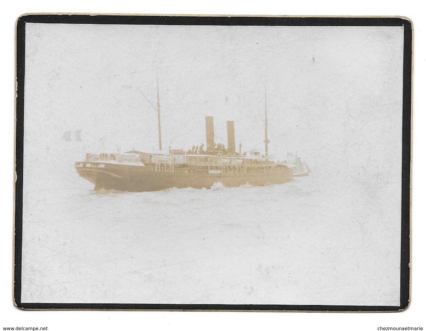 NAVIRE LA NORMANDIE DE LA COMPAGNIE GENERALE TRANSATLANTIQUE - PHOTO CDV 11.5 X 8.5 CM - Bateaux