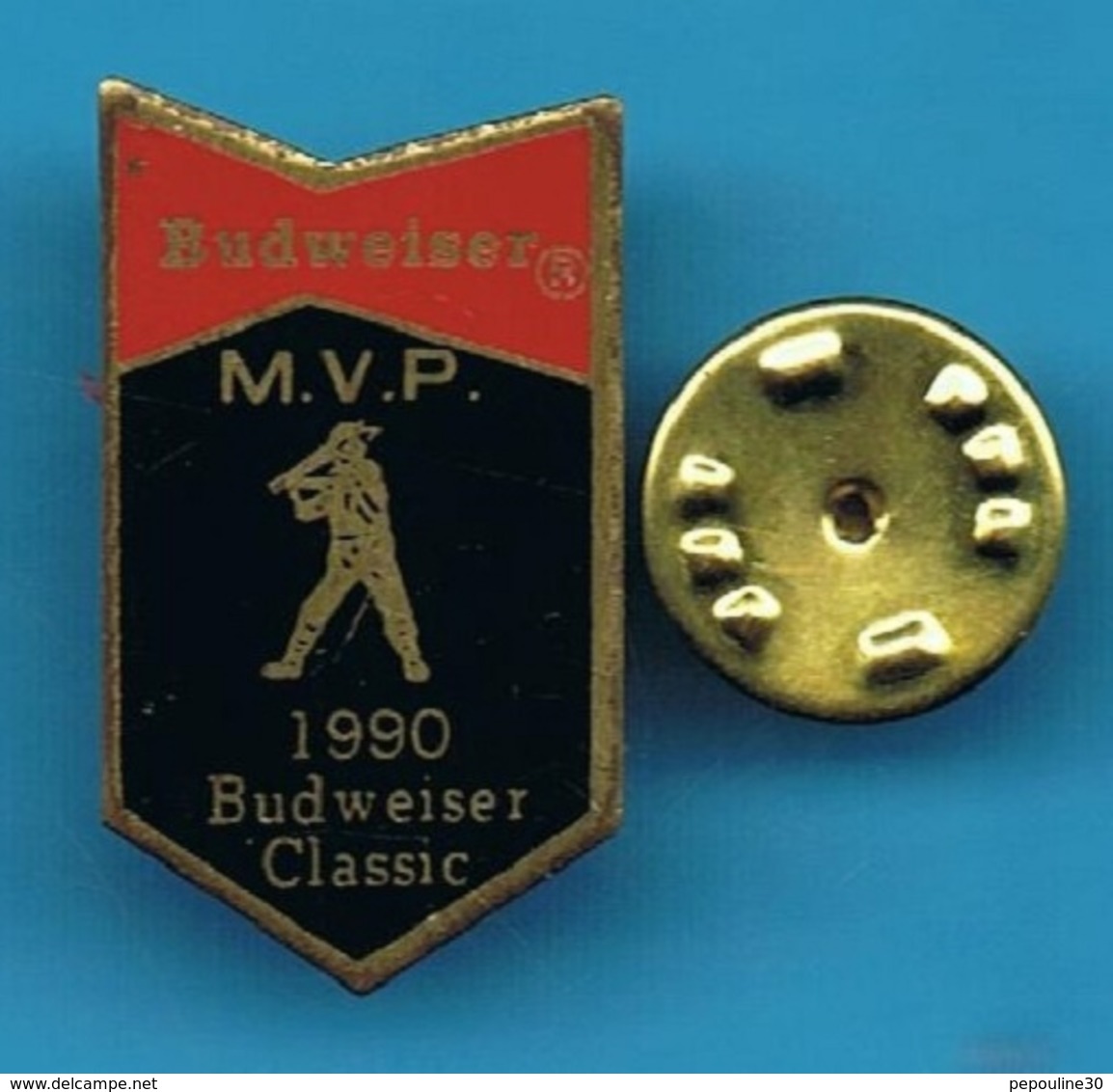 1 PIN'S //  ** BIÈRE / BUDWEISER / BASEBALL M.V.P. / 1990 / BUDWEISER CLASSIC ** - Baseball