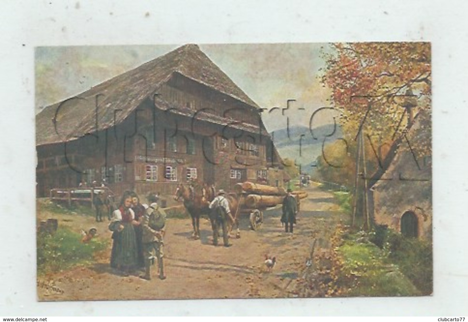 Kirchzarten (Allemagne, Bade-Wurtemberg) : Gasthaus Eingang Im Höllental Im 1910 (lebendig, Hoffmann-Illustration) PF. - Kirchzarten