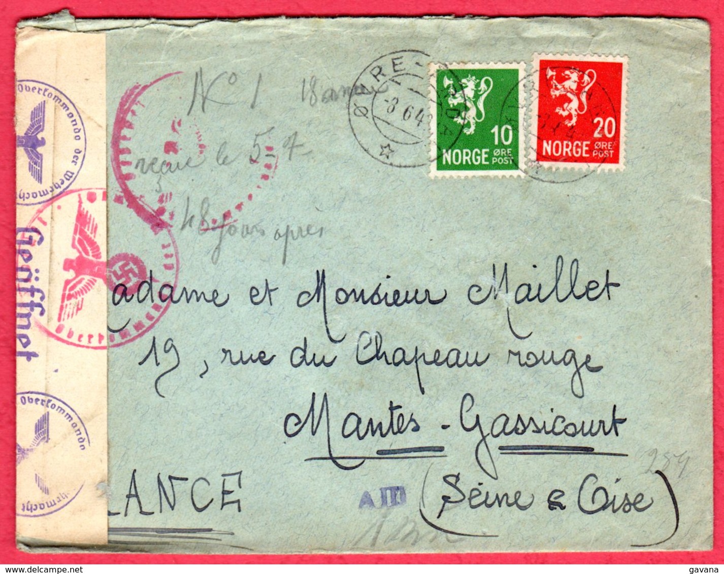 STO En Norvège - Censure Militaire - OVRE-ARDAL Du 03/06/43 - Lettres & Documents