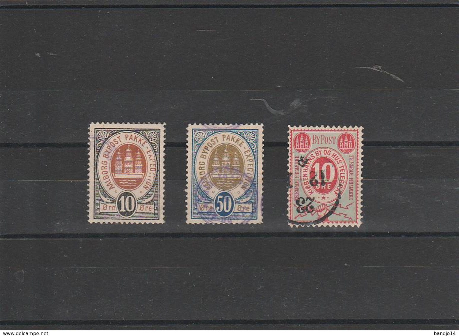 Ensemble 3 Timbres  Aalborg ,Kiobenhavns - Local Post Stamps