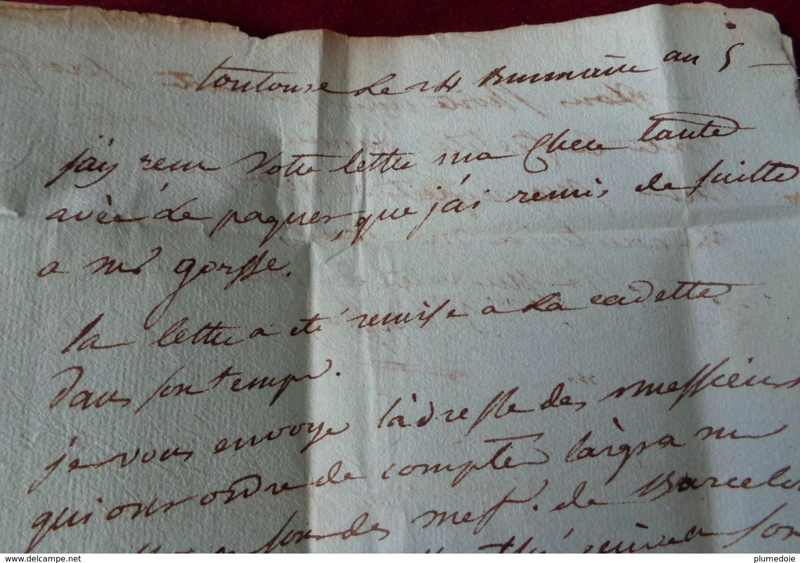 MARCOPHILIE LETTRE du 24 BRUMAIRE AN 5 ,  de TOULOUSE ( marque linéaire noire ) à ALBY ( ALBI TARN ) . 14 NOV. 1796