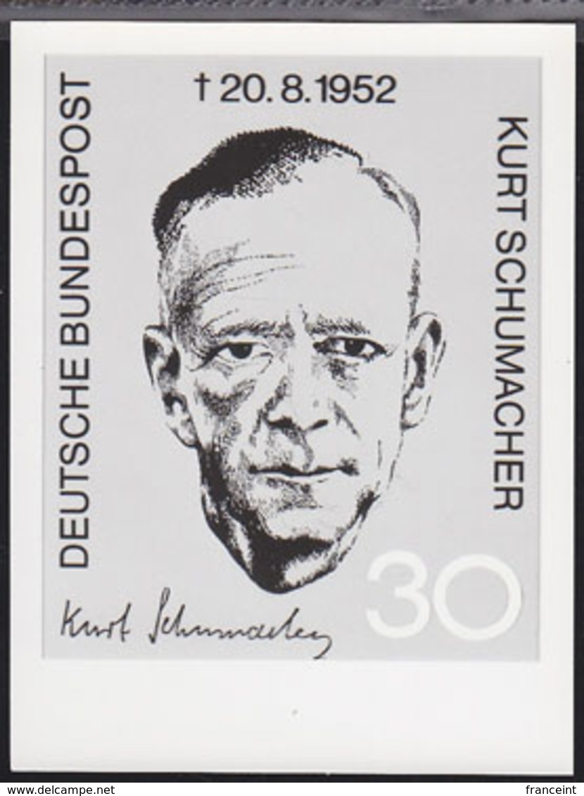GERMANY (1972) Kurt Schumacher. Photo Essay Of Unaccepted Design. Scott No 1093, Yvert No 584. - Autres & Non Classés