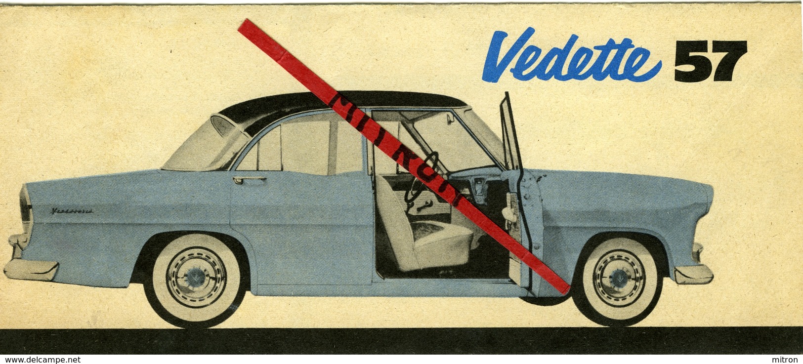 SIMCA - Vedette 57. - Feuille Avec Les Caractéristiques Techniques Commune Aux Quatre Modèle - Auto