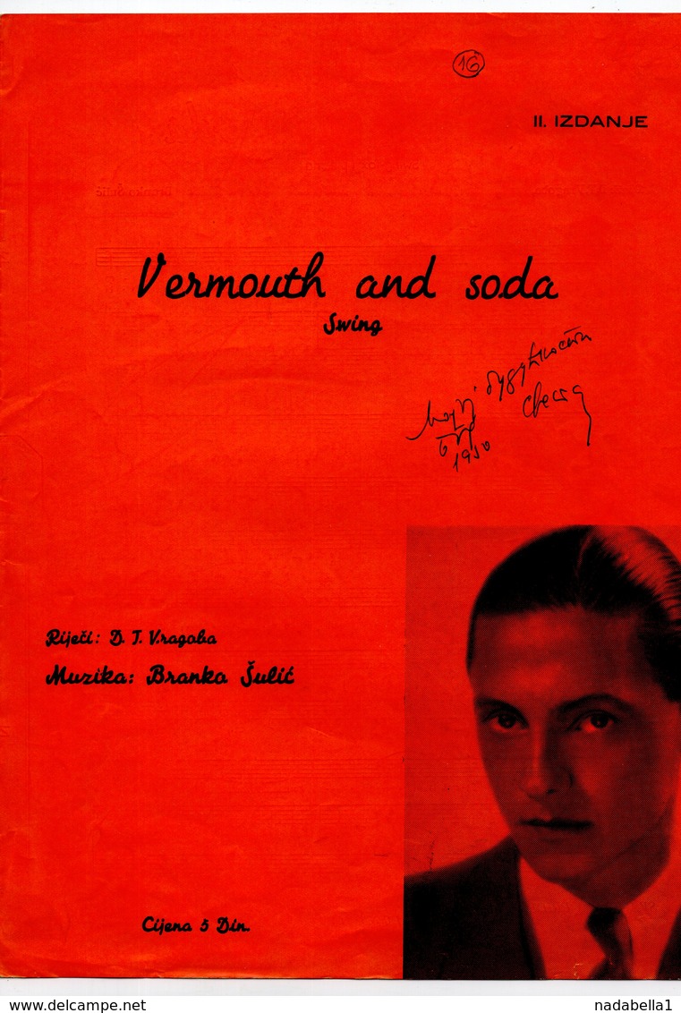 1940 YUGOSLAVIA, VERMOUTH AND SODA, SWING, MUSIC SHEET - Scores & Partitions