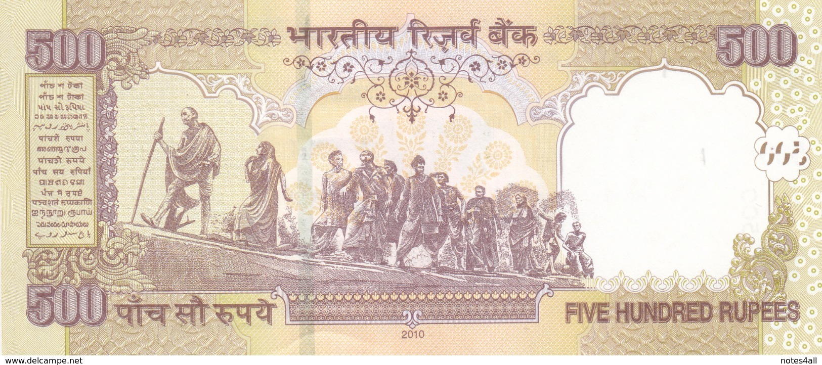 INDIA 500 RUPEES 2010 P-99e WITH LETTER E UNC */* - Indien