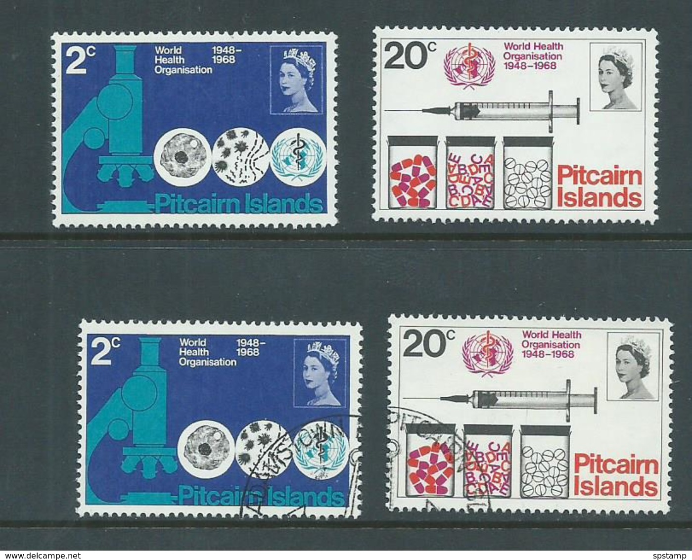 Pitcairn Islands 1968 WHO Set Of 2 Both MNH & FU - Pitcairneilanden