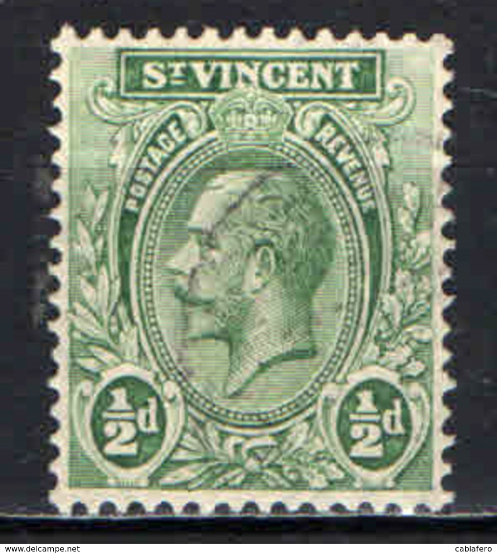 ST. VINCENT - 1913 - EFFIGIE DEL RE GIORGIO V - 1/2d. - USATO - St.Vincent (...-1979)