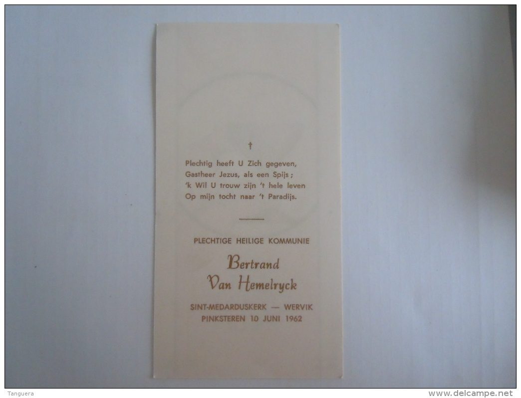 Image Pieuse Holy Card Santini Communie 1962 Wervik Bertrand Van Hemelryck Italy Rosetjm AR 86 Hoc Es Corpus Meum - Images Religieuses