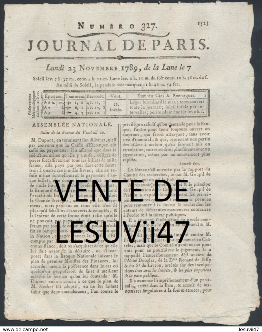 PARIS  " JOURNAL DE PARIS & LA GAZETTE DE PARIS ", PENDANT LA REVOLUTION. - Documents Historiques