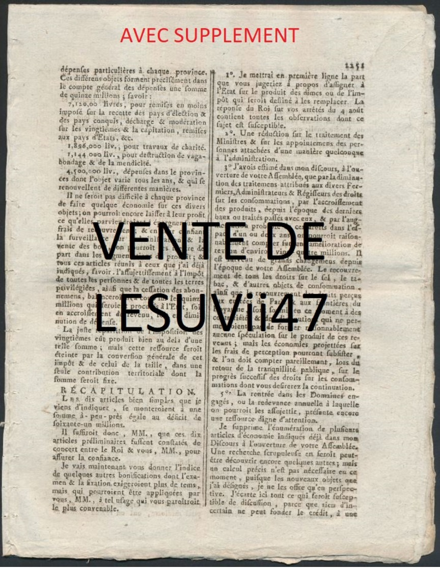 PARIS  " JOURNAL DE PARIS & LA GAZETTE DE PARIS ", PENDANT LA REVOLUTION.