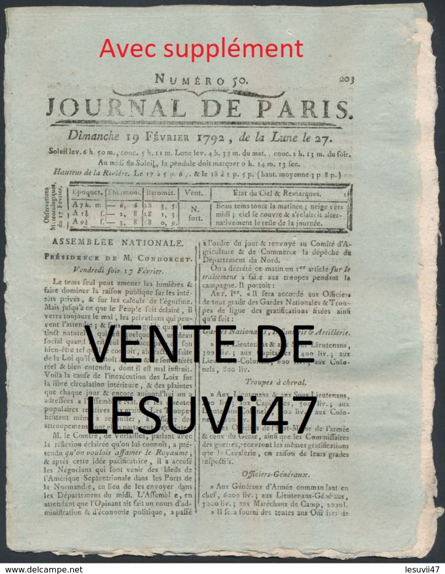 PARIS  " JOURNAL DE PARIS & LA GAZETTE DE PARIS ", PENDANT LA REVOLUTION.