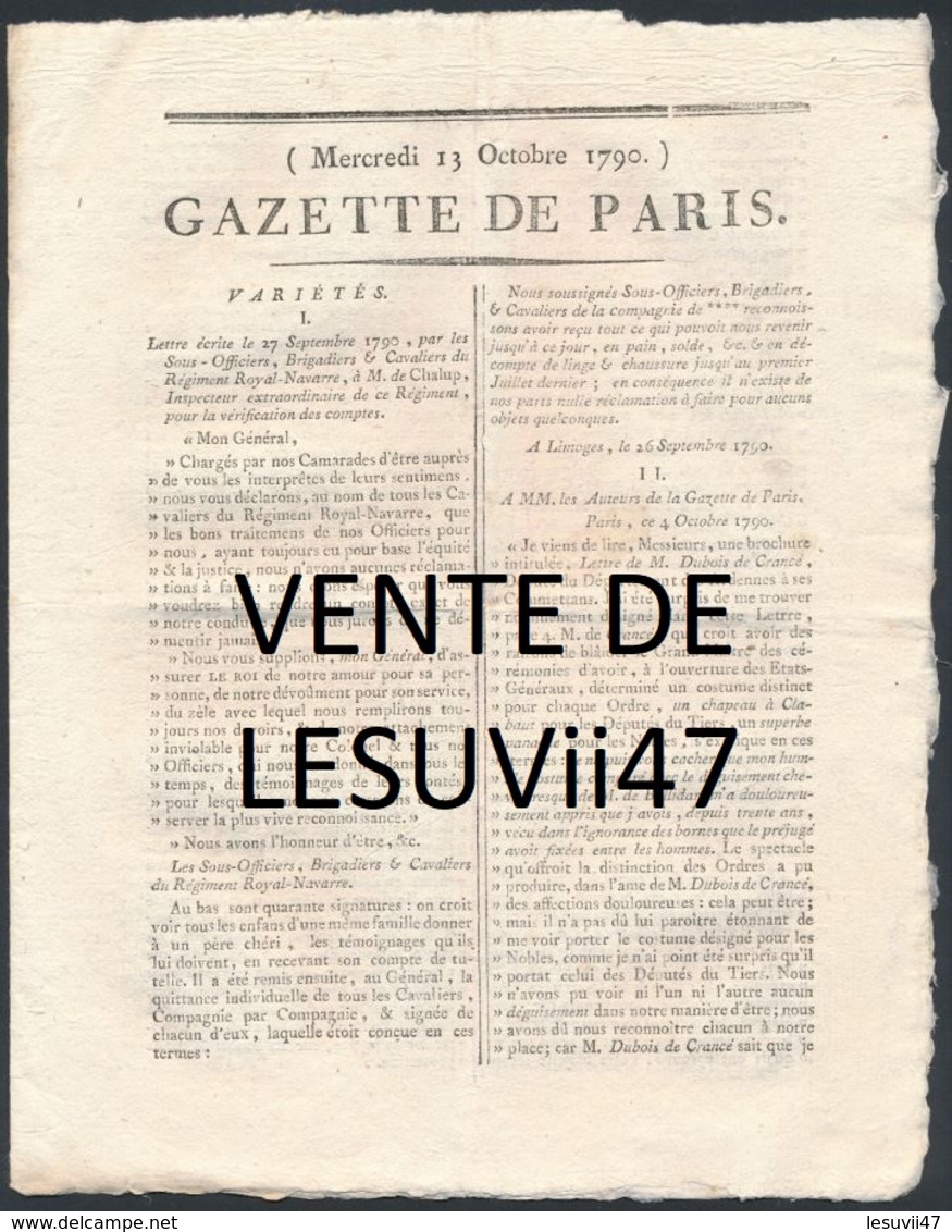 PARIS  " JOURNAL DE PARIS & LA GAZETTE DE PARIS ", PENDANT LA REVOLUTION.